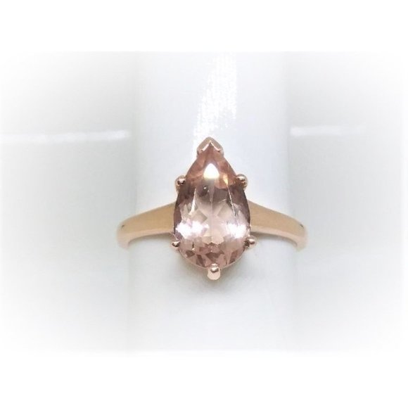 10K Rose Gold Pear Shaped Natural Morganite Ring - Picture 4 of 6